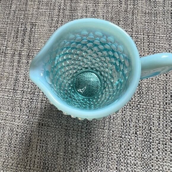 Vintage Fenton Blue Hobnail Opalescent Sugar Bowl Creamer Set‎ - Picture 3 of 8